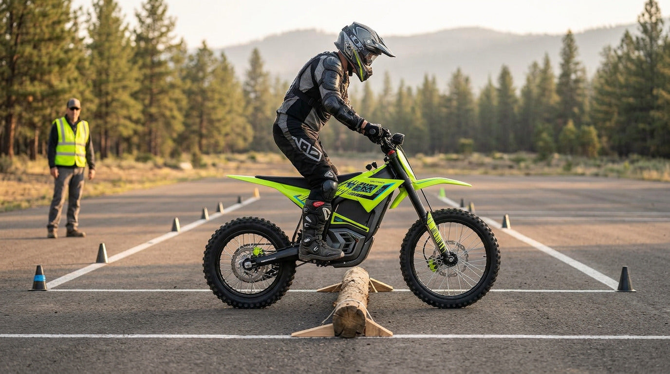 Electric Dirt Bike Log Crossing: A Beginner Method for Small Obstacles