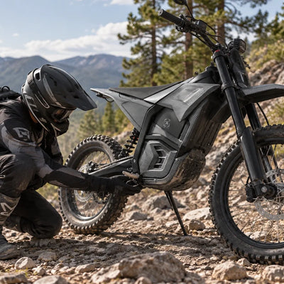 Electric Dirt Bike Skid Plate Inspection After a Rock Strike