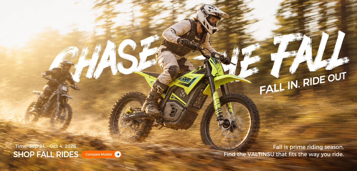 VALTINSU electric dirt bikes - shop the fall ride event collection
